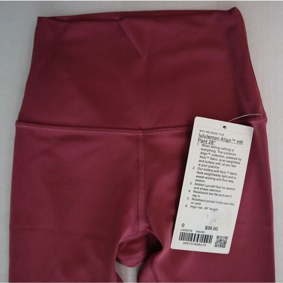 Lululemon LW5DITS Women's Sz 0 Washed Mauve Pink Align High-Rise 28" Pants - Picture 2 of 10